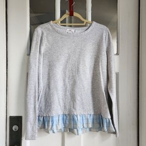 Vineyard Vines Gray Sweatshirt with Plaid Ruffle, Sz M